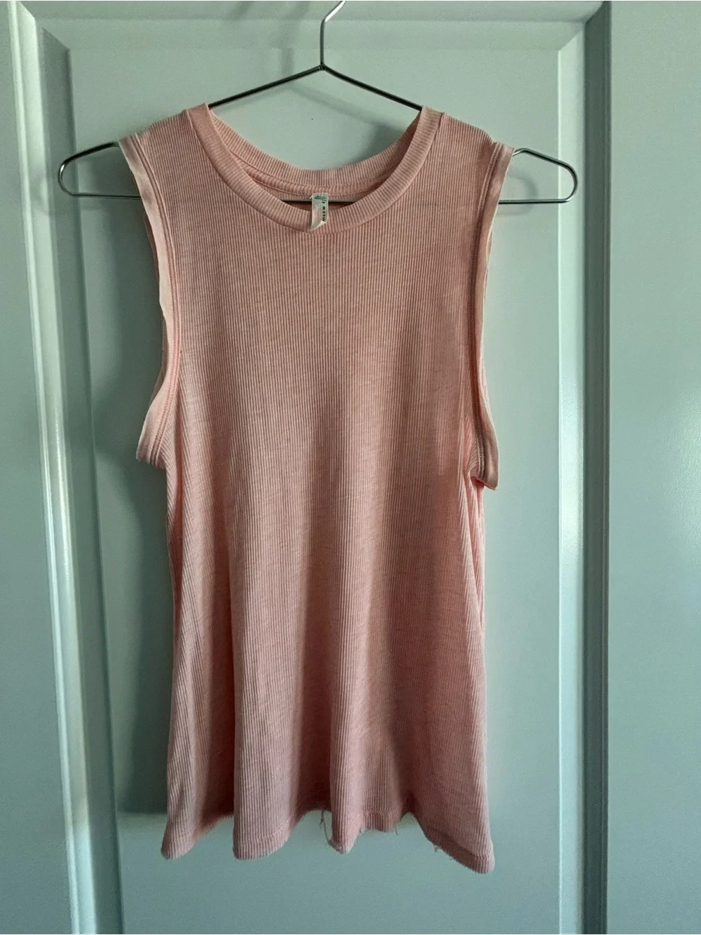 Free People Ribbed Sleeveless Muscle Tee in Blush Pink